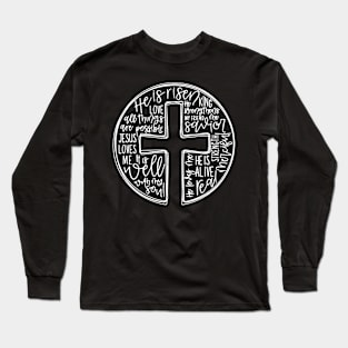 He Is Risen Christian Cross Easter Quote Long Sleeve T-Shirt